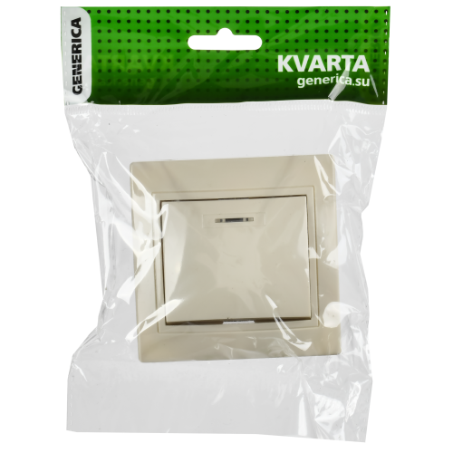 KVARTA Выключатель 1-клавишный с индикацией 10А ВС10-1-1-ККм кремовый GENERICA