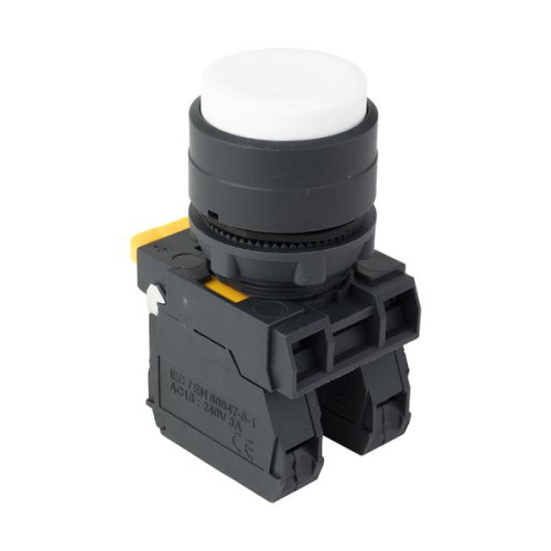 Кнопка выпирающая SB-35 с фиксацией 1NO+1NC белая IP65