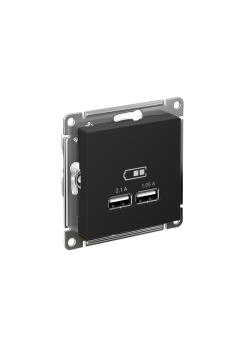 ATLASDESIGN USB РОЗЕТКА A+A, 5В/2,1А, 2х5В/1,05А, механизм, КАРБОН