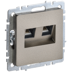 BRITE Розетка компьютерная двойная RJ45 кат.5E РК10-2-БрШ шампань IEK