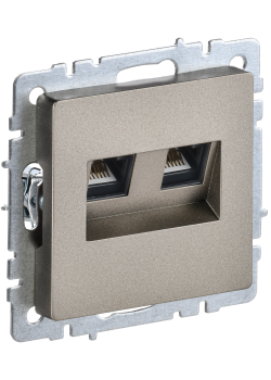 BRITE Розетка компьютерная двойная RJ45 кат.5E РК10-2-БрШ шампань IEK