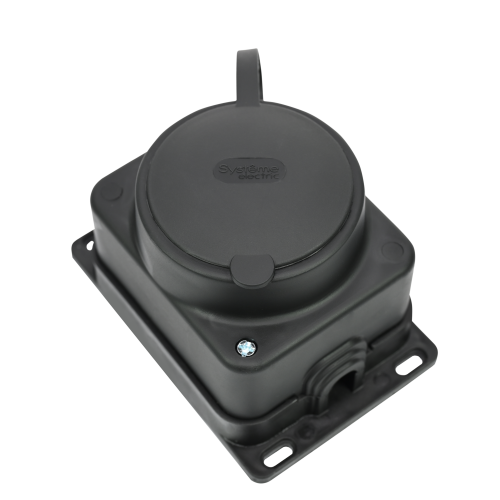MULTISET Розетка 2К+З открытой установки каучуковая 16 А/250 В IP44 ЧЁРНАЯ