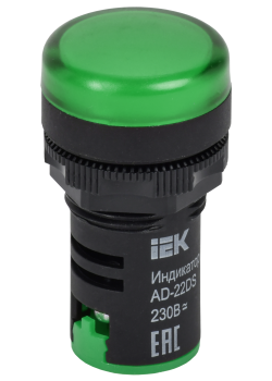 Лампа AD22DS(LED)матрица d22мм зеленый 230В AC/DC IEK