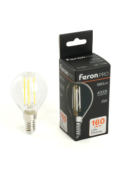 Лампа светодиодная Feron.PRO LB-1706 Шарик E14 980LM 6W 175-265V 4000K