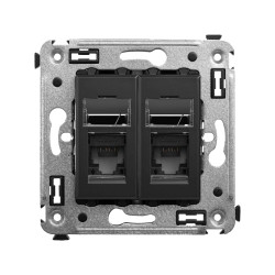 Компьютерная розетка RJ-45 в стену, кат.6 двойная, Avanti, черный матовый