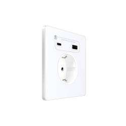 Systeme Infinity, Розетка С/У с ЗК и зар.устр.USB А+С 20Вт (250В, 16А, защ.шторки), Арктический лед