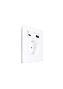 Systeme Infinity, Розетка С/У с ЗК и зар.устр.USB А+С 20Вт (250В, 16А, защ.шторки), Арктический лед