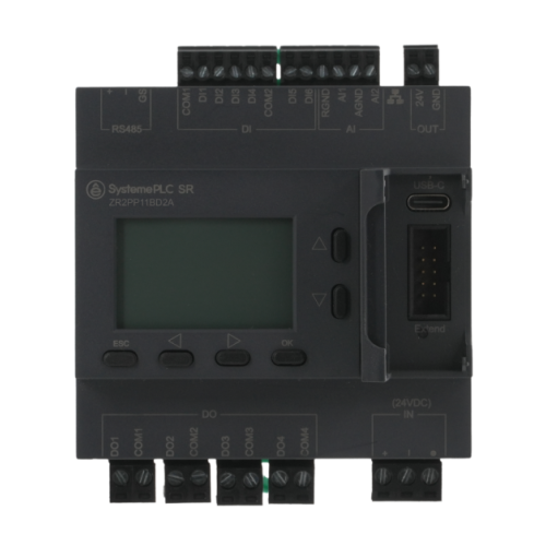 Интеллектуальное реле SR2; 24 VDC; дисплей; 12 IO: 6 DI, 4 DO (реле); 2 AI; 1xRS485, 1xRJ45 Интеллектуальное реле SR2; 24 VDC; дисплей; 12 IO: 6 DI, 4 DO (реле); 2 AI; 1xRS485, 1xRJ45