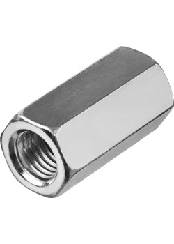 Гайка DIN 6334 М8 шестигранная удлиненная соединительная класс прочности 6 покрытие цинк
