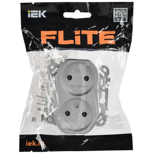 FLITE Розетка 2-местная без заземления с защитными шторками безвинтовое крепление 10А РСш02-1-ФлА алюминий IEK FLITE Розетка 2-местная без заземления с защитными шторками безвинтовое крепление 10А РСш02-1-ФлА алюминий IEK