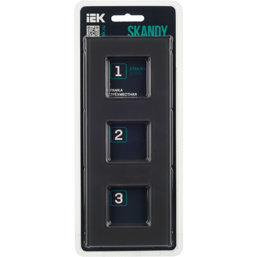 SKANDY Рамка 3-местная SK-F23G стекло графит IEK SKANDY Рамка 3-местная SK-F23G стекло графит IEK