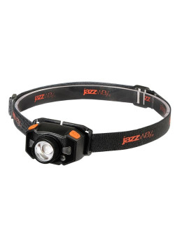 Фонарь аккумуляторный налобный AccuH1-L5WZ-og zoom LED 5Вт + 2хRED SMD IP54 5 режимов: 100проц. 180лм 3.5ч/50проц. 110лм 5.5ч/30проц. 65лм 15ч/красн. 28ч/мигающ. красн. 12ч аккум. 0.8А.ч управл. жестами черн./оранж. JazzWay 5036611