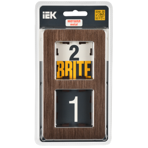 BRITE Рамка 2-местная РУ-2-1-Бр металл коричневый RE AL IEK