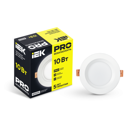 Светильник светодиодный ДВО 1801 PRO круг 10Вт 4000K IP40 белый IEK