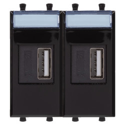 USB зарядное устройство модульное 2.1 А, Avanti, черный квадрат, 2 модуля