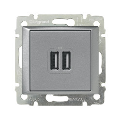 VALENA Розетка USB A + A 15Вт алюминий
