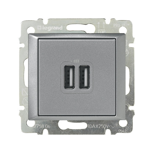 VALENA Розетка USB A + A 15Вт алюминий