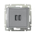 VALENA Розетка USB A + A 15Вт алюминий VALENA Розетка USB A + A 15Вт алюминий