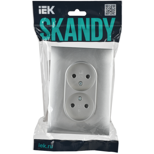 SKANDY Розетка 2-местная без заземления с защитными шторками 10А в сборе SK-R09S серебряный IEK SKANDY Розетка 2-местная без заземления с защитными шторками 10А в сборе SK-R09S серебряный IEK