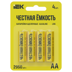 Батарейка щелочная Alkaline LR06/AA (4шт/блистер) IEK