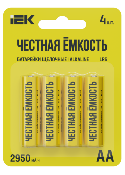 Батарейка щелочная Alkaline LR06/AA (4шт/блистер) IEK