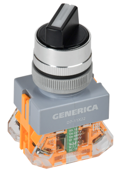 Переключатель D7-11X22 на 2 положения 1NC+1NO с самовозвратом черный GENERICA