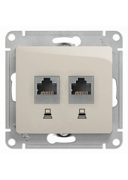 GLOSSA РОЗЕТКА двойная компьютерная RJ45+RJ45 кат. 5e, механизм, МОЛОЧНЫЙ