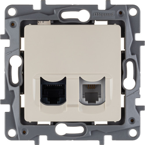 ETIKA Розетка двойная RJ11+RJ45 кат.5E UTP слоновая кость ETIKA Розетка двойная RJ11+RJ45 кат.5E UTP слоновая кость