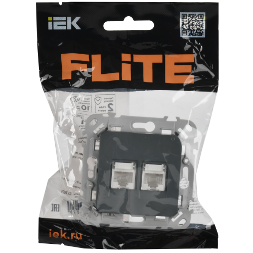 FLITE Розетка 2-местная компьютерная RJ45 категория 5Е UTP РК5е-2-0-ФлМА мокрый асфальт IEK FLITE Розетка 2-местная компьютерная RJ45 категория 5Е UTP РК5е-2-0-ФлМА мокрый асфальт IEK