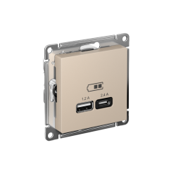 ATLASDESIGN USB РОЗЕТКА А+С, 5В/2,4А, 2х5В/1,2А, механизм, ПЕСОЧНЫЙ