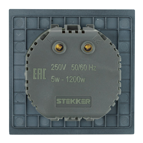Выключатель диммирующий (механизм), STEKKER, 250В, 1200W, серия Мия, RSW10-3106-05, черный бархат Выключатель диммирующий (механизм), STEKKER, 250В, 1200W, серия Мия, RSW10-3106-05, черный бархат