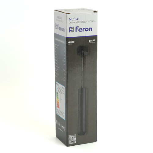 Светильник потолочный Feron ML1841 Barrel ECHO levitation MR16 35W, 230V, GU10, чёрный, с антибликовой сеточкой, на подвесе 1,2 м Светильник потолочный Feron ML1841 Barrel ECHO levitation MR16 35W, 230V, GU10, чёрный, с антибликовой сеточкой, на подвесе 1,2 м