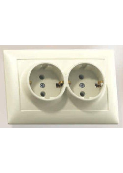 Розетка 2-м СП Селена РС16-372 16А IP20 с заземл. сл. кость Кунцево 8148