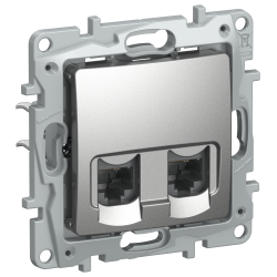 IEKETIKA Розетка компьютерная двойная RJ45 категория 5Е UTP 6724551 алюминий IEK