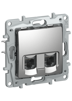 IEKETIKA Розетка компьютерная двойная RJ45 категория 5Е UTP 6724551 алюминий IEK
