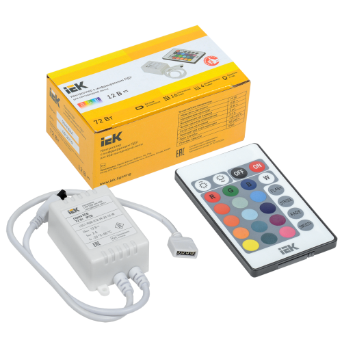 Контроллер с ПДУ ИК RGB 3 канала 12В 2А 72Вт IEK