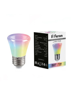 Лампа светодиодная Feron LB-372 Колокольчик матовый E27 1W RGB плавная сменая цвета
