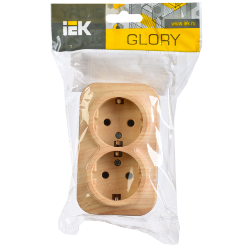 GLORY Розетка 3-местная для открытой установки без заземления без защитных шторок 10А РС23-2-ХС сосна IEK GLORY Розетка 3-местная для открытой установки без заземления без защитных шторок 10А РС23-2-ХС сосна IEK