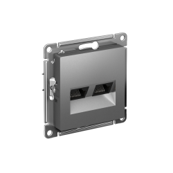ATLASDESIGN РОЗЕТКА двойная компьютерная RJ45+RJ45 кат. 5e, механизм, СТАЛЬ
