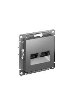 ATLASDESIGN РОЗЕТКА двойная компьютерная RJ45+RJ45 кат. 6А, механизм, СТАЛЬ