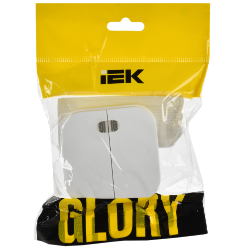 GLORY Выключатель 2-клавишный для открытой установки с индикацией 10А ВС20-2-1-ХБм белый матовый IEK GLORY Выключатель 2-клавишный для открытой установки с индикацией 10А ВС20-2-1-ХБм белый матовый IEK