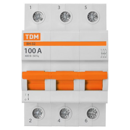 Выключатель нагрузки (мини-рубильник) ВН-32 3P 100A Home Use TDM