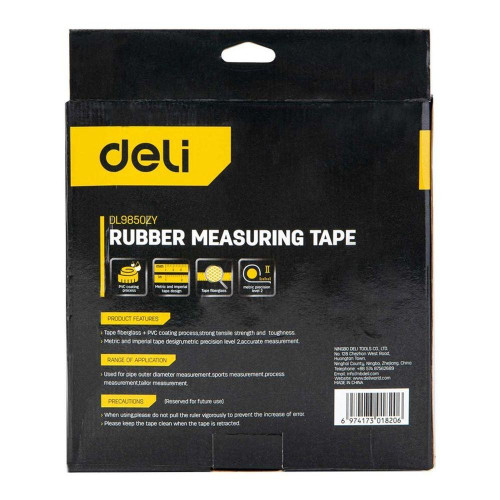 Мерная лента Deli DL9850ZY 50м x 14.5мм, ударопрочный корпус, полотно из стекловолокна и ПВХ Мерная лента Deli DL9850ZY 50м x 14.5мм, ударопрочный корпус, полотно из стекловолокна и ПВХ