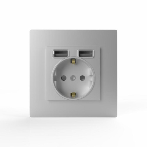 Розетка 1-м СП Pixel с заземл. с 2-мя заряд. устр. USB тип A+A механизм алюм. TOKOV ELECTRIC TKE-PX-R1U2A-C03 Розетка 1-м СП Pixel с заземл. с 2-мя заряд. устр. USB тип A+A механизм алюм. TOKOV ELECTRIC TKE-PX-R1U2A-C03