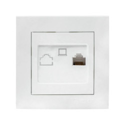 Валенсия розетка компьютерная RJ-45 1-местная белая EKF