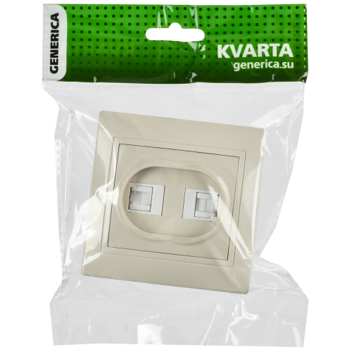 KVARTA Розетка 2-местная компьютерная RJ45 кат.5е РК12-ККм кремовый GENERICA KVARTA Розетка 2-местная компьютерная RJ45 кат.5е РК12-ККм кремовый GENERICA