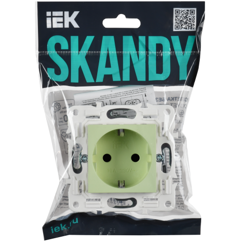 SKANDY Розетка с заземлением с защитными шторками 16А SK-R04G мятный IEK SKANDY Розетка с заземлением с защитными шторками 16А SK-R04G мятный IEK