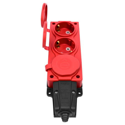 MULTISET Колодка 3х розетка 2К+З каучуковая 16 А/250 В IP44 КРАСНАЯ MULTISET Колодка 3х розетка 2К+З каучуковая 16 А/250 В IP44 КРАСНАЯ