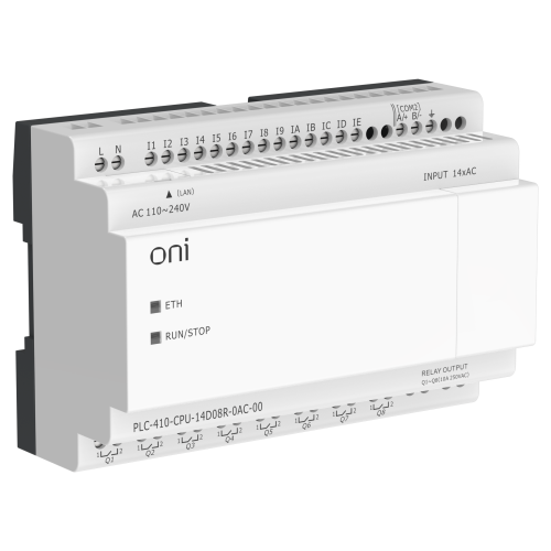 ПЛК 410 Модуль ЦПУ 14 DI 8 RO 220В AC с Ethernet портом без экрана ONI ПЛК 410 Модуль ЦПУ 14 DI 8 RO 220В AC с Ethernet портом без экрана ONI