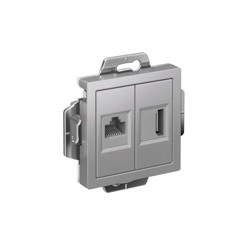 ATLASDESIGN РОЗЕТКА двойная HDMI+RJ45, кат. 5е, механизм, АЛЮМИНИЙ